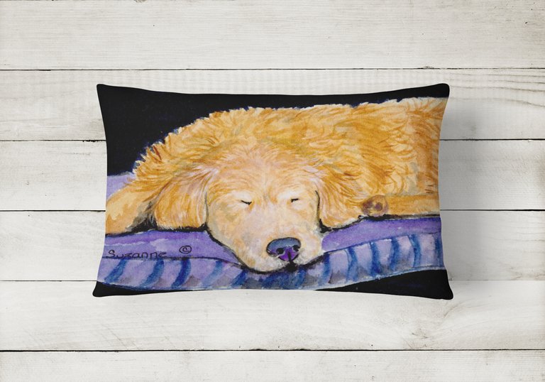 12 in x 16 in  Outdoor Throw Pillow Golden Retriever Canvas Fabric Decorative Pillow