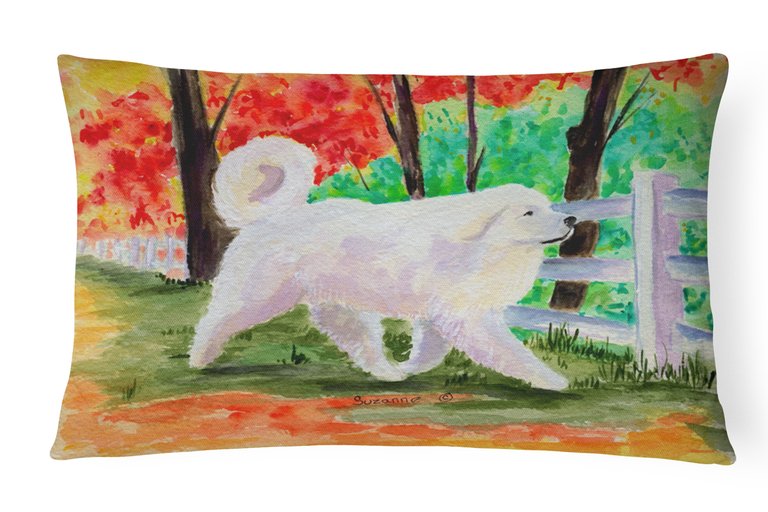 12 in x 16 in  Outdoor Throw Pillow Great Pyrenees Canvas Fabric Decorative Pillow