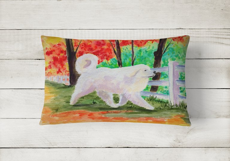 12 in x 16 in  Outdoor Throw Pillow Great Pyrenees Canvas Fabric Decorative Pillow