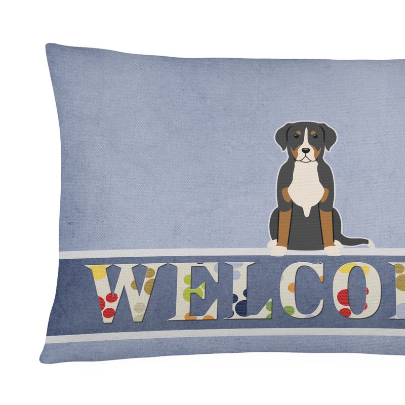 Caroline's Treasures 12 In X 16 In Outdoor Throw Pillow Greater Swiss Mountain Dog Welcome Canvas Fabric Decorative Pillo