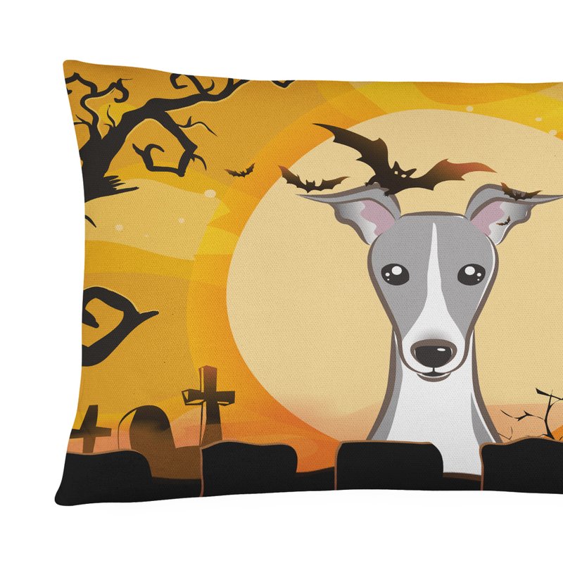 Caroline's Treasures 12 In X 16 In Outdoor Throw Pillow Halloween Italian Greyhound Canvas Fabric Decorative Pillow In Orange