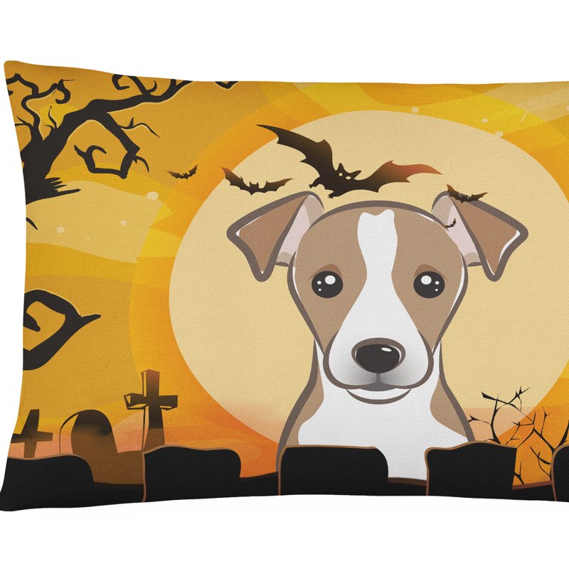 Caroline's Treasures 12 In X 16 In Outdoor Throw Pillow Halloween Jack Russell Terrier Canvas Fabric Decorative Pillow In Orange