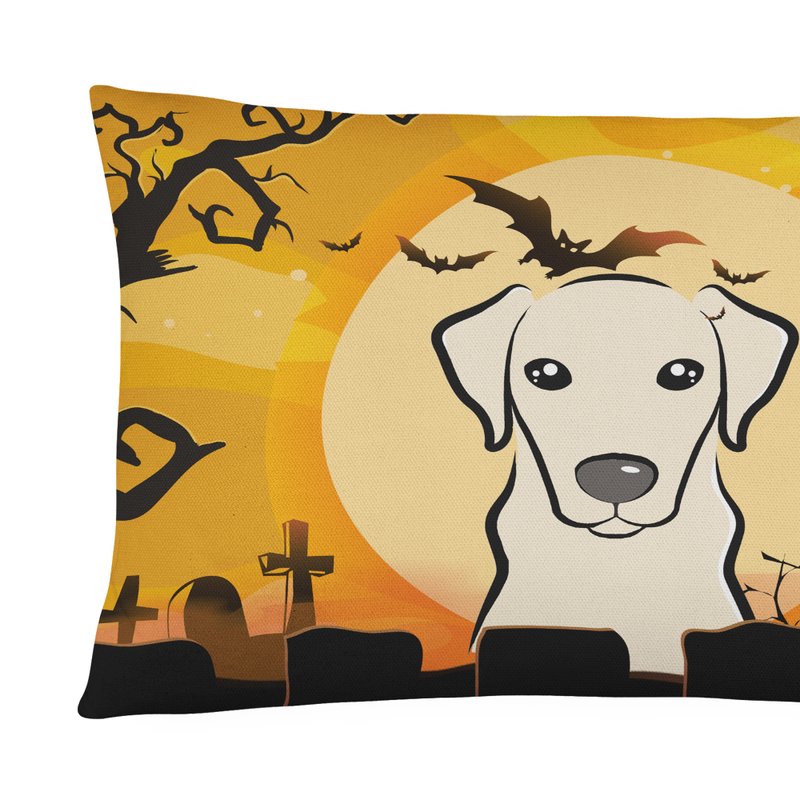 Caroline's Treasures 12 In X 16 In Outdoor Throw Pillow Halloween Yellow Labrador Canvas Fabric Decorative Pillow In Orange