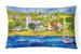 12 in x 16 in  Outdoor Throw Pillow Harbour Scene with Sailboat Canvas Fabric Decorative Pillow