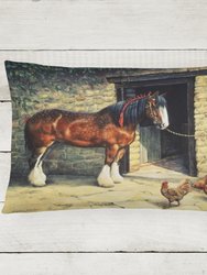 12 in x 16 in  Outdoor Throw Pillow Horse and Chickens by Daphne Baxter Canvas Fabric Decorative Pillow