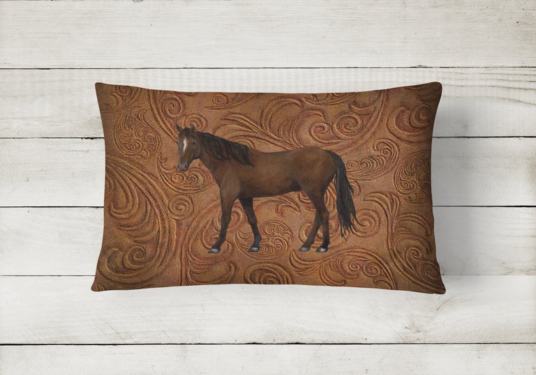 12 in x 16 in  Outdoor Throw Pillow Horse Canvas Fabric Decorative Pillow