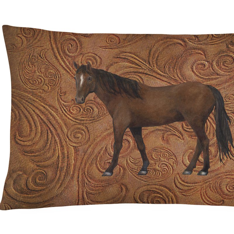 Caroline's Treasures 12 In X 16 In Outdoor Throw Pillow Horse Canvas Fabric Decorative Pillow In Brown