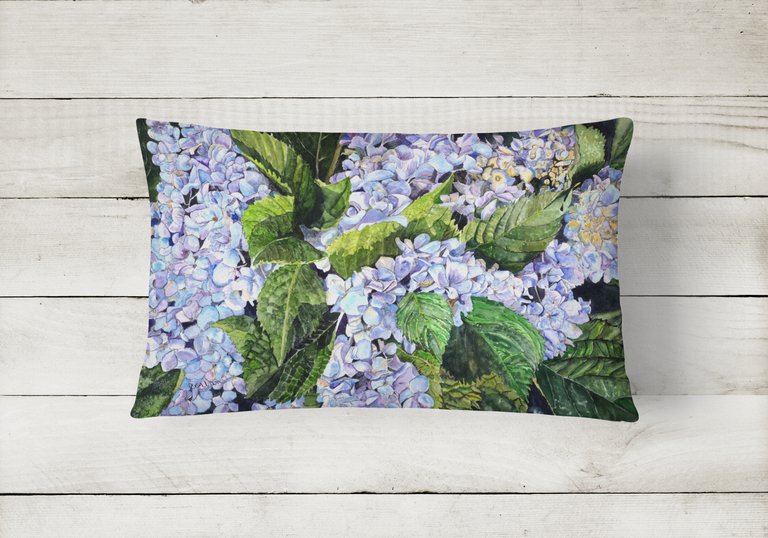 12 in x 16 in  Outdoor Throw Pillow Hydrangea Canvas Fabric Decorative Pillow