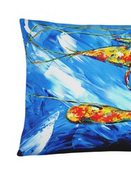 12 in x 16 in  Outdoor Throw Pillow Ice Blue Shrimp Canvas Fabric Decorative Pillow