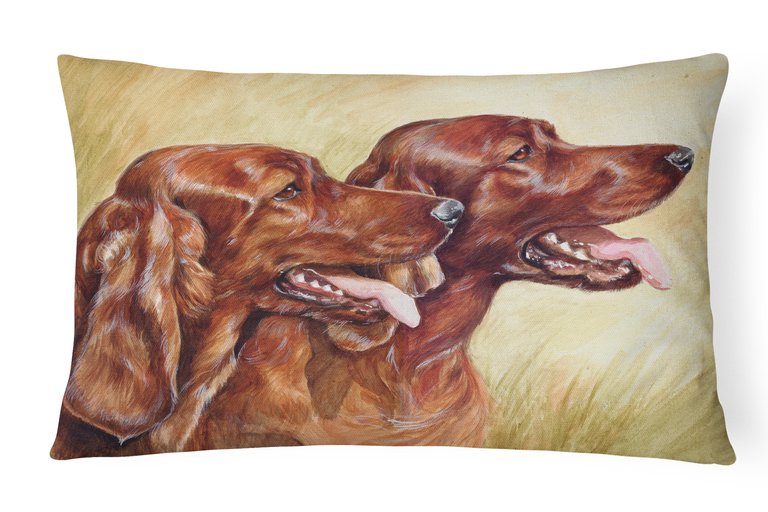 12 in x 16 in  Outdoor Throw Pillow Irish Setters Canvas Fabric Decorative Pillow
