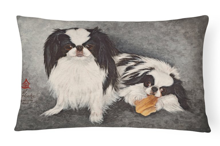 12 in x 16 in  Outdoor Throw Pillow Japanese Chin Impress Canvas Fabric Decorative Pillow
