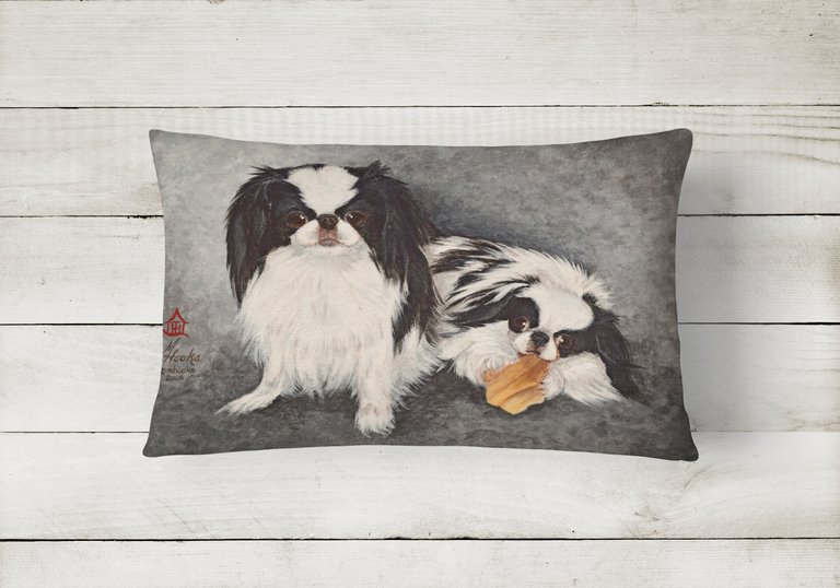12 in x 16 in  Outdoor Throw Pillow Japanese Chin Impress Canvas Fabric Decorative Pillow