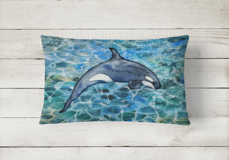 12 in x 16 in  Outdoor Throw Pillow Killer Whale Orca #2 Canvas Fabric Decorative Pillow