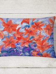 12 in x 16 in  Outdoor Throw Pillow Lillies Canvas Fabric Decorative Pillow
