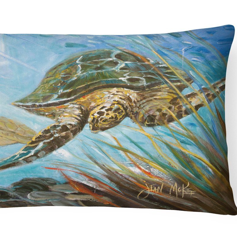 Caroline's Treasures 12 In X 16 In Outdoor Throw Pillow Loggerhead Sea Turtle Canvas Fabric Decorative Pillow