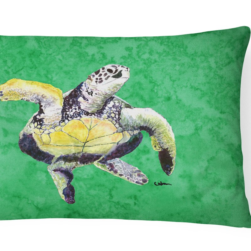 Caroline's Treasures 12 In X 16 In Outdoor Throw Pillow Loggerhead Turtle Dancing Canvas Fabric Decorative Pillow