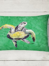 12 in x 16 in  Outdoor Throw Pillow Loggerhead Turtle  Dancing Canvas Fabric Decorative Pillow