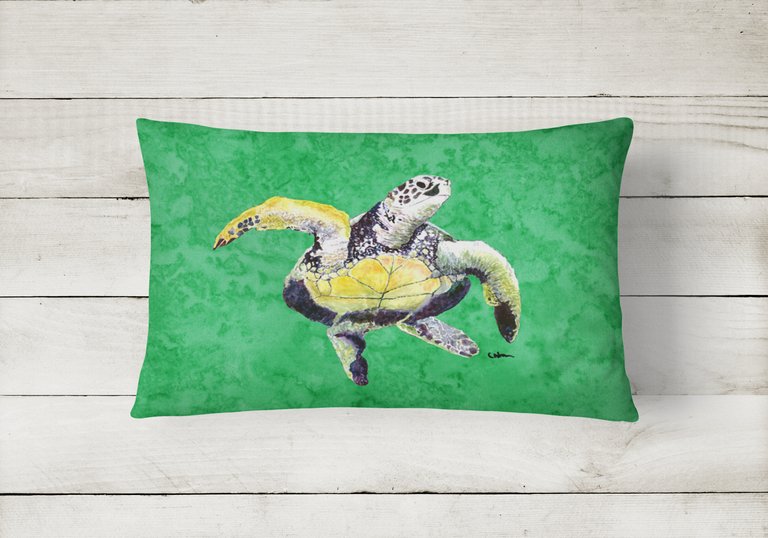 12 in x 16 in  Outdoor Throw Pillow Loggerhead Turtle  Dancing Canvas Fabric Decorative Pillow