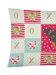 12 in x 16 in  Outdoor Throw Pillow Manchester Toy Terrier Love Canvas Fabric Decorative Pillow
