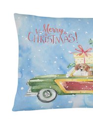 12 in x 16 in  Outdoor Throw Pillow Merry Christmas Beagle Canvas Fabric Decorative Pillow