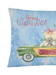 12 in x 16 in  Outdoor Throw Pillow Merry Christmas Weimaraner Canvas Fabric Decorative Pillow