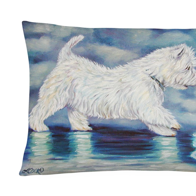 Caroline's Treasures 12 In X 16 In Outdoor Throw Pillow Misty Westie Canvas Fabric Decorative Pillow