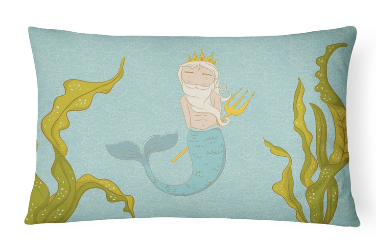 12 in x 16 in  Outdoor Throw Pillow Neptune Merman Canvas Fabric Decorative Pillow