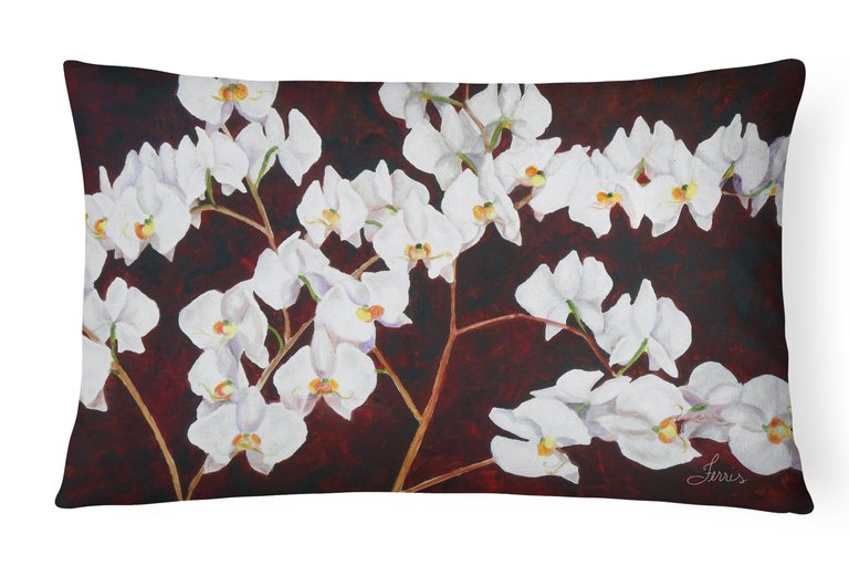 12 in x 16 in  Outdoor Throw Pillow Orchids by Ferris Hotard Canvas Fabric Decorative Pillow