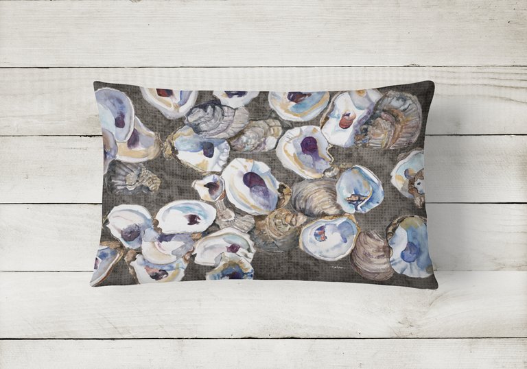 12 in x 16 in  Outdoor Throw Pillow Oysters Canvas Fabric Decorative Pillow