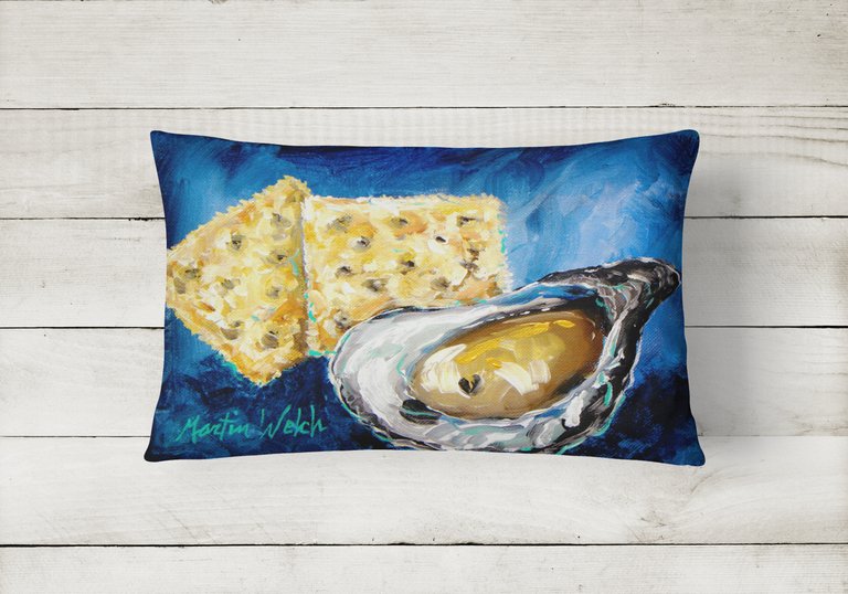12 in x 16 in  Outdoor Throw Pillow Oysters Two Crackers Canvas Fabric Decorative Pillow