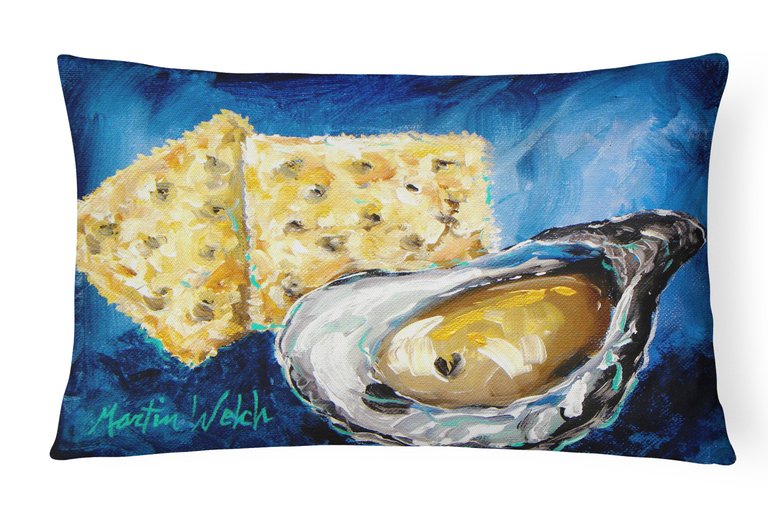 12 in x 16 in  Outdoor Throw Pillow Oysters Two Crackers Canvas Fabric Decorative Pillow