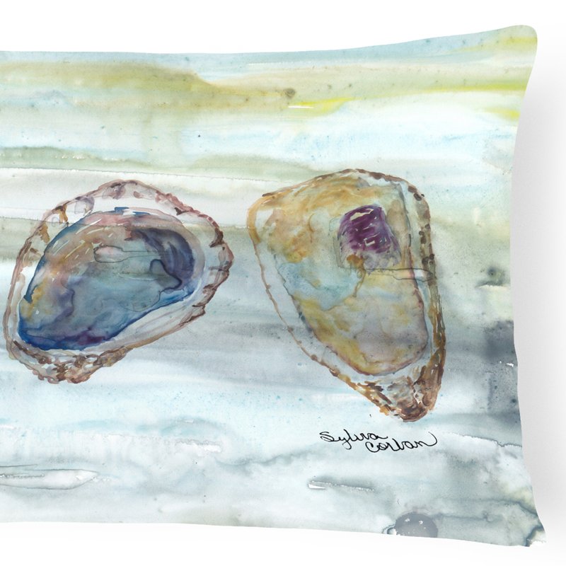 Caroline's Treasures 12 In X 16 In Outdoor Throw Pillow Oysters Watercolor Canvas Fabric Decorative Pillow In Blue