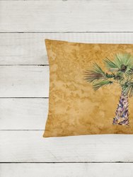 12 in x 16 in  Outdoor Throw Pillow Palm Tree on Gold Canvas Fabric Decorative Pillow