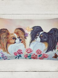 12 in x 16 in  Outdoor Throw Pillow Papillon Canvas Fabric Decorative Pillow