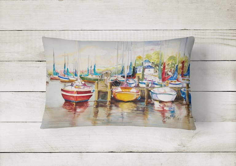 12 in x 16 in  Outdoor Throw Pillow Paradise Yacht Club II Sailboats Canvas Fabric Decorative Pillow