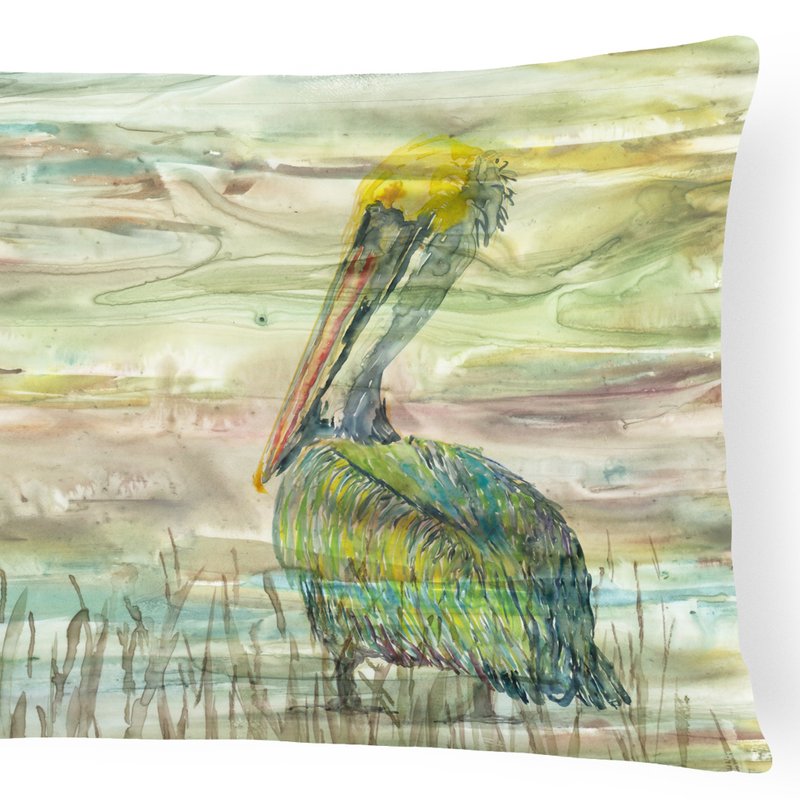Caroline's Treasures 12 In X 16 In Outdoor Throw Pillow Pelican Sunset Canvas Fabric Decorative Pillow