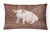 12 in x 16 in  Outdoor Throw Pillow Pig at the barn door Canvas Fabric Decorative Pillow
