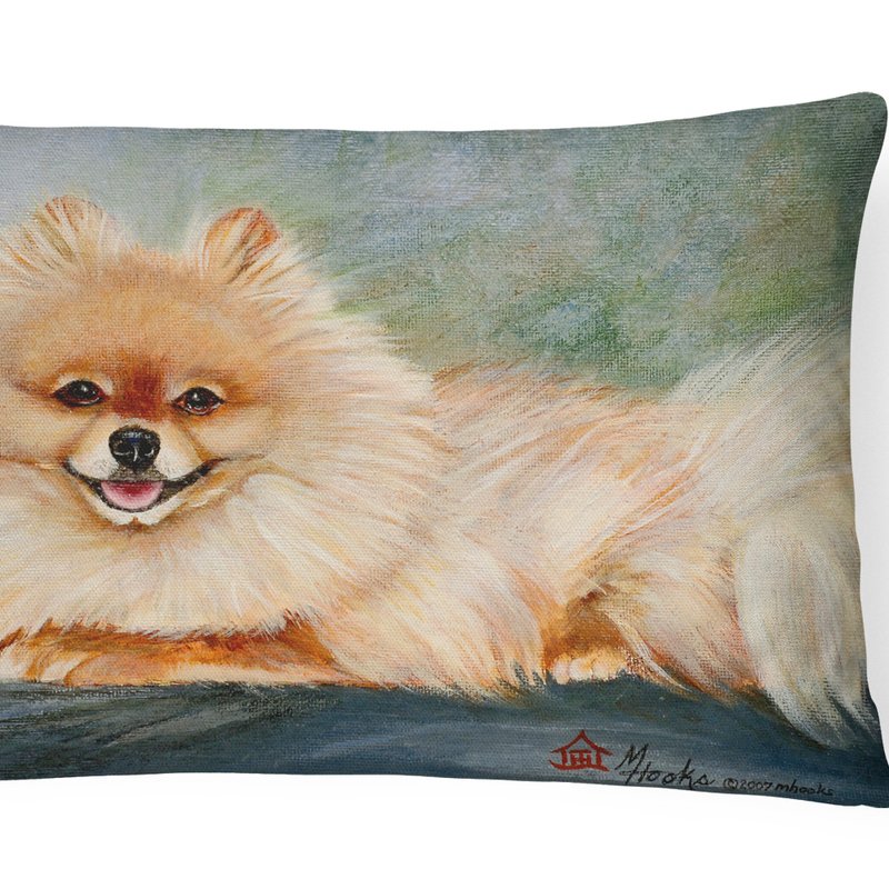 Caroline's Treasures 12 In X 16 In Outdoor Throw Pillow Pomeranian Full Body Canvas Fabric Decorative Pillow