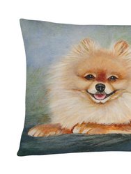 12 in x 16 in  Outdoor Throw Pillow Pomeranian Full Body Canvas Fabric Decorative Pillow
