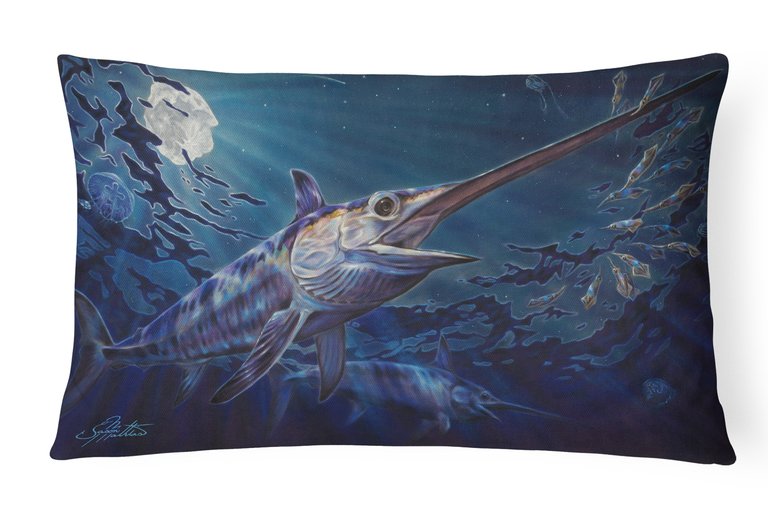 12 in x 16 in  Outdoor Throw Pillow Prince Of Darkness Swordfish Canvas Fabric Decorative Pillow