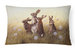 12 in x 16 in  Outdoor Throw Pillow Rabbits in the Dandelions Canvas Fabric Decorative Pillow
