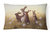 12 in x 16 in  Outdoor Throw Pillow Rabbits in the Dandelions Canvas Fabric Decorative Pillow