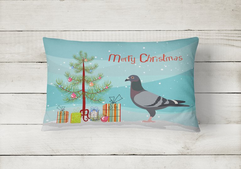 12 in x 16 in  Outdoor Throw Pillow Racing Pigeon Christmas Canvas Fabric Decorative Pillow