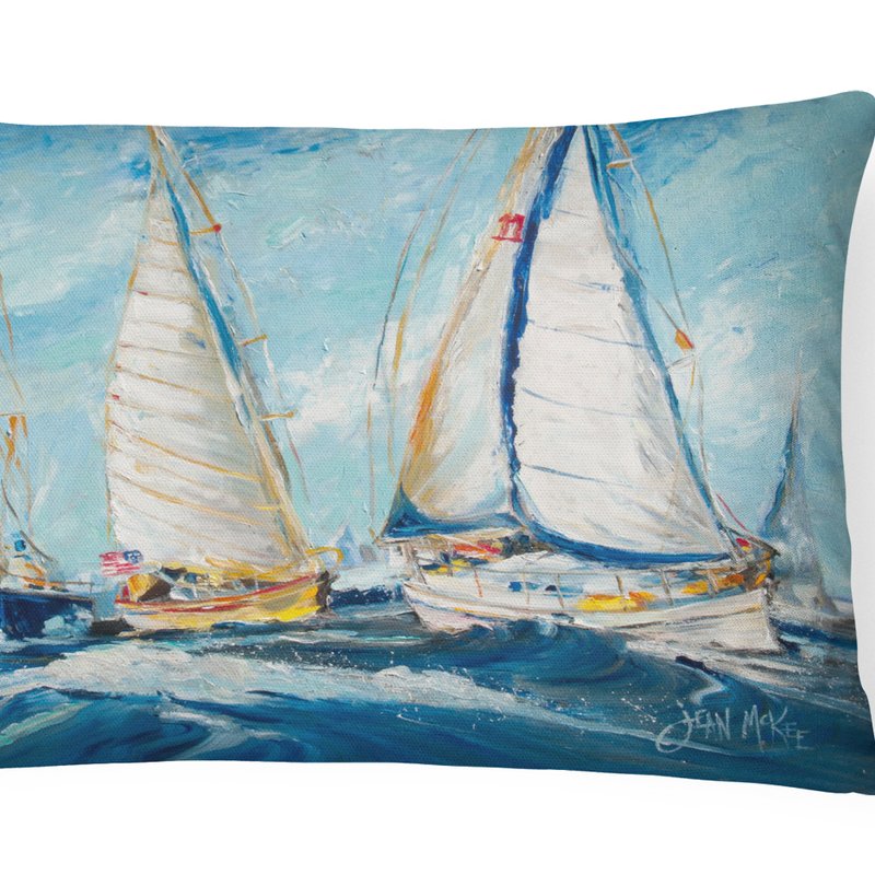 Caroline's Treasures 12 In X 16 In Outdoor Throw Pillow Roll Me Over Sailboats Canvas Fabric Decorative Pillow