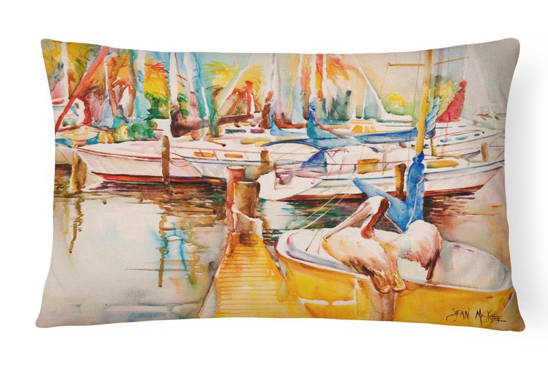 12 in x 16 in  Outdoor Throw Pillow Sailboat  with Pelican Golden Days Canvas Fabric Decorative Pillow