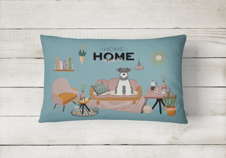 12 in x 16 in  Outdoor Throw Pillow Salt and Pepper Miniature Schnauzer Sweet Home Canvas Fabric Decorative Pillow