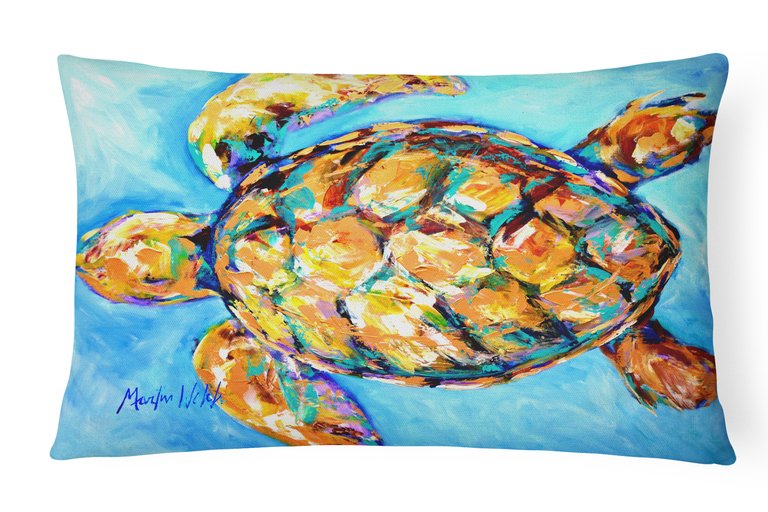 12 in x 16 in  Outdoor Throw Pillow Sand Dance Turtle Canvas Fabric Decorative Pillow