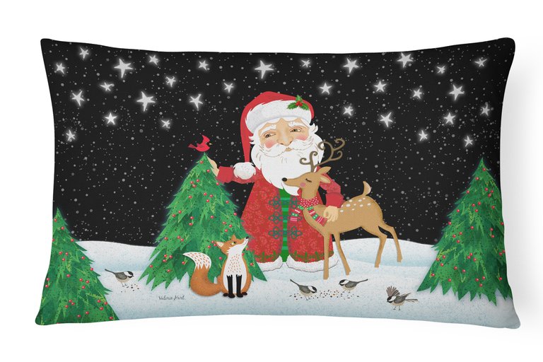 12 in x 16 in  Outdoor Throw Pillow Santa Claus Christmas Canvas Fabric Decorative Pillow