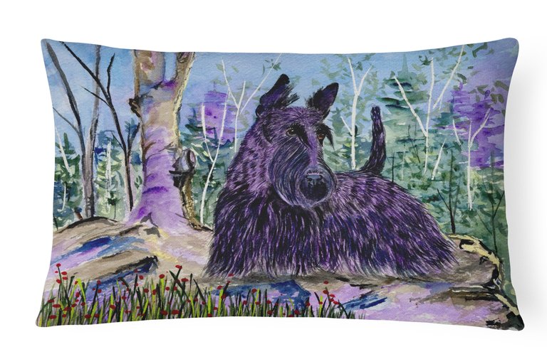 12 in x 16 in  Outdoor Throw Pillow Scottish Terrier Canvas Fabric Decorative Pillow