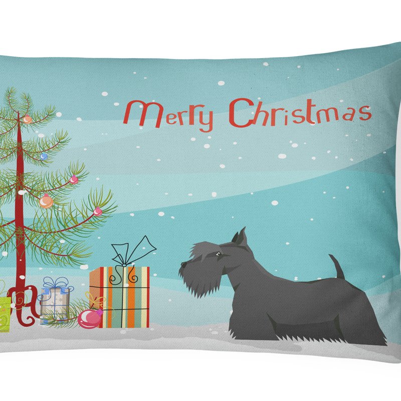 Caroline's Treasures 12 In X 16 In Outdoor Throw Pillow Scottish Terrier Christmas Tree Canvas Fabric Decorative Pillow